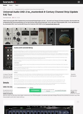 Bonedo.de Universal Audio UAD-2 bx_masterdesk & Century Channel Strip (Update 9.6) Bonedo.de Universal Audio UAD-2 bx_masterdesk & Century Channel Strip (Update 9.6)