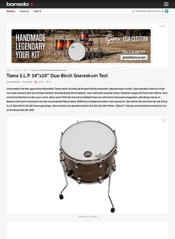 Bonedo.de Tama S.L.P. 14x10 Duo Snare Bonedo.de Tama S.L.P. 14x10 Duo Snare