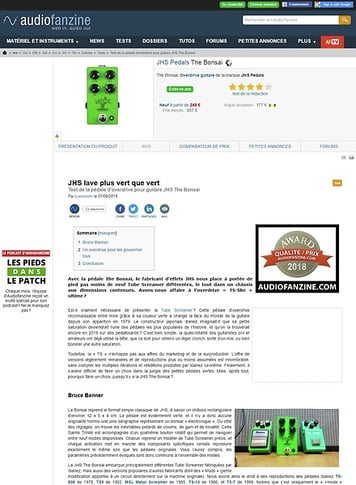 Audiofanzine.com JHS Pedals The Bonsai Audiofanzine.com JHS Pedals The Bonsai