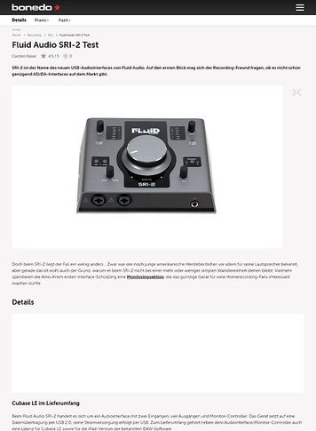 Bonedo.de Fluid Audio SRI-2 Bonedo.de Fluid Audio SRI-2