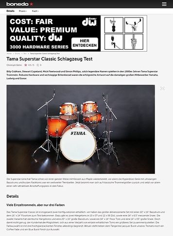 Bonedo.de Tama Superstar Classic Schlagzeug Bonedo.de Tama Superstar Classic Schlagzeug