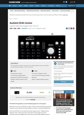 MusicRadar.com Audient iD44 MusicRadar.com Audient iD44
