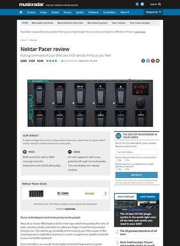 MusicRadar.com Nektar Pacer MusicRadar.com Nektar Pacer