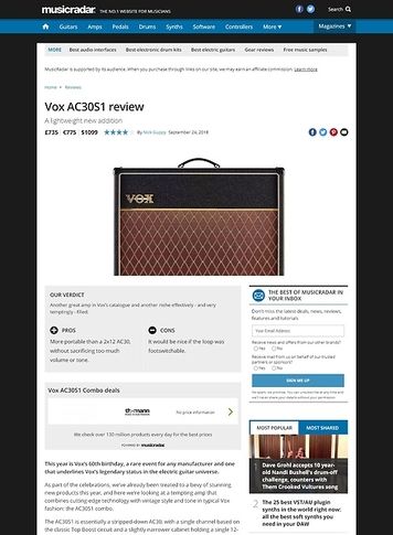 MusicRadar.com Vox AC30S1 Combo MusicRadar.com Vox AC30S1 Combo
