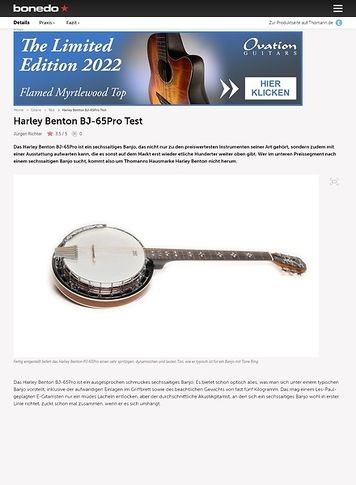 Bonedo.de Harley Benton BJ-65Pro Bonedo.de Harley Benton BJ-65Pro