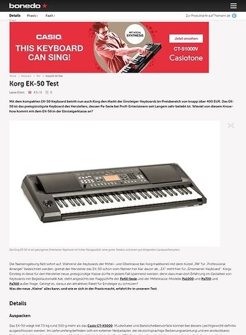 Bonedo.de Korg EK-50 Bonedo.de Korg EK-50