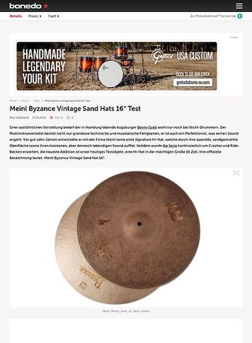 Bonedo.de Meinl Byzance Vintage Sand Hats 16 Bonedo.de Meinl Byzance Vintage Sand Hats 16
