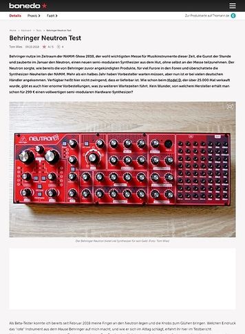 Bonedo.de Behringer Neutron Bonedo.de Behringer Neutron