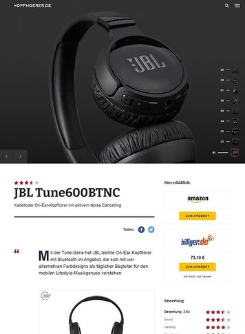 Kopfhoerer.de JBL by Harman T600 BTNC Black Kopfhoerer.de JBL by Harman T600 BTNC Black