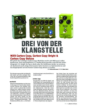 Gitarre & Bass MXR Carbon Copy, Carbon Copy Bright & Carbon Copy Deluxe Gitarre & Bass MXR Carbon Copy, Carbon Copy Bright & Carbon Copy Deluxe