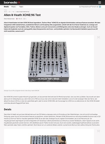 Bonedo.de Allen & Heath XONE:96 Bonedo.de Allen & Heath XONE:96