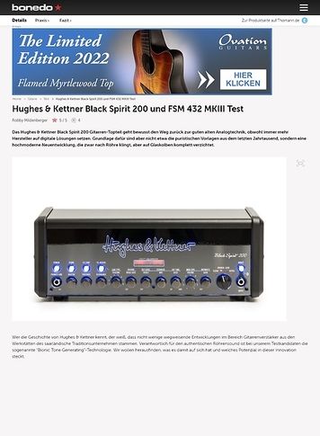 Bonedo.de Hughes & Kettner Black Spirit 200 und FSM 432 MKIII Bonedo.de Hughes & Kettner Black Spirit 200 und FSM 432 MKIII