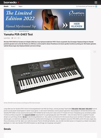 Bonedo.de Yamaha PSR-E463 Bonedo.de Yamaha PSR-E463