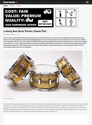 Bonedo.de Ludwig Raw Brass Phonic Snares Bonedo.de Ludwig Raw Brass Phonic Snares
