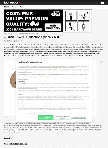 Bonedo.de Zildjian K Sweet Collection Cymbals Bonedo.de Zildjian K Sweet Collection Cymbals