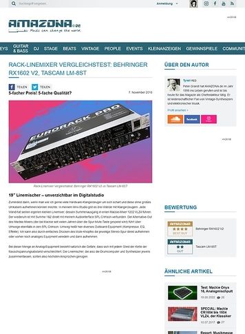 Amazona.de Rack-Linemixer Vergleichstest: Behringer RX1602 vs Tascam LM-8ST Amazona.de Rack-Linemixer Vergleichstest: Behringer RX1602 vs Tascam LM-8ST