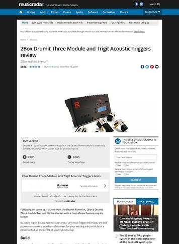 MusicRadar.com 2Box Drumit Three Module and Trigit Acoustic Triggers MusicRadar.com 2Box Drumit Three Module and Trigit Acoustic Triggers