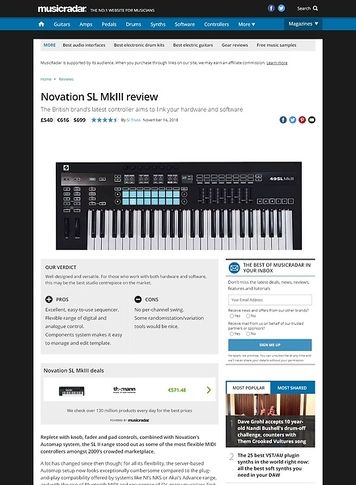 MusicRadar.com Novation SL MkIII MusicRadar.com Novation SL MkIII