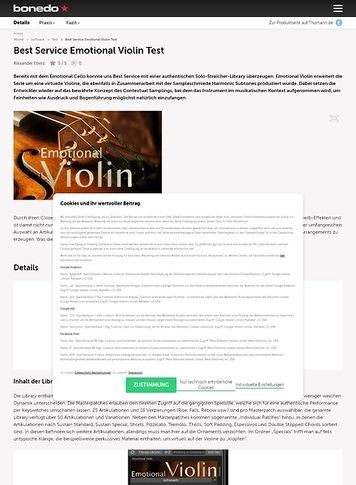 Bonedo.de Best Service Emotional Violin Bonedo.de Best Service Emotional Violin