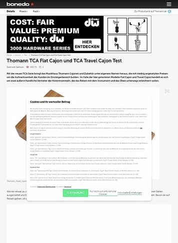 Bonedo.de Thomann TCA Flat Cajon und TCA Travel Cajon Bonedo.de Thomann TCA Flat Cajon und TCA Travel Cajon