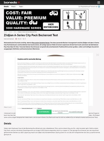 Bonedo.de Zildjian A-Series City Pack Beckenset Bonedo.de Zildjian A-Series City Pack Beckenset