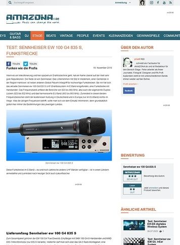 Amazona.de Sennheiser ew 100 G4 835 S Amazona.de Sennheiser ew 100 G4 835 S