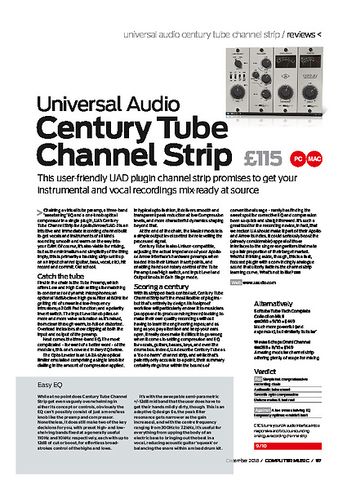 Computer Music Universal Audio Century Tube Channel Strip Computer Music Universal Audio Century Tube Channel Strip