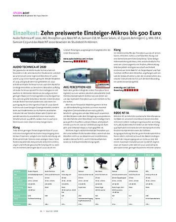 Beat Einzeltest: Zehn preiswerte Einsteiger-Mikros bis 500 Euro Beat Einzeltest: Zehn preiswerte Einsteiger-Mikros bis 500 Euro