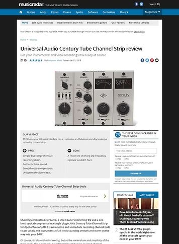 MusicRadar.com Universal Audio Century Tube Channel Strip MusicRadar.com Universal Audio Century Tube Channel Strip