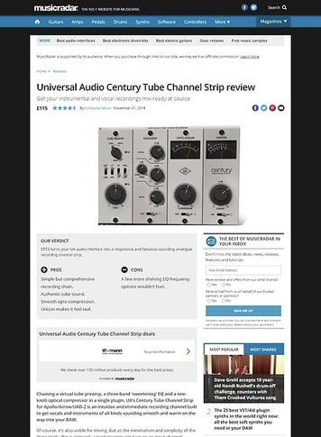 MusicRadar.com Universal Audio Century Tube Channel Strip MusicRadar.com Universal Audio Century Tube Channel Strip