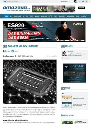 Amazona.de Test: Avid Artist Mix, DAW Controller Amazona.de Test: Avid Artist Mix, DAW Controller
