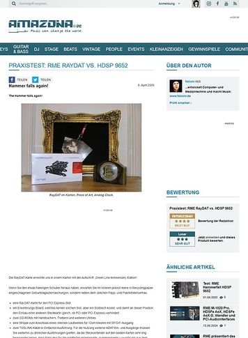 Amazona.de Praxistest: RME RayDAT vs. HDSP 9652 Amazona.de Praxistest: RME RayDAT vs. HDSP 9652