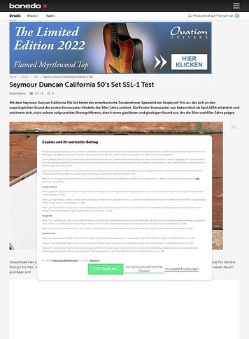 Bonedo.de Seymour Duncan California 50s Set SSL-1 Bonedo.de Seymour Duncan California 50s Set SSL-1