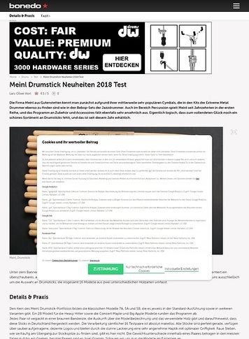 Bonedo.de Meinl Drumstick Neuheiten 2018 Bonedo.de Meinl Drumstick Neuheiten 2018