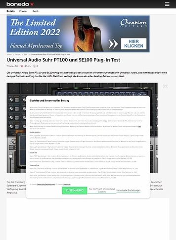 Bonedo.de Universal Audio Suhr PT100 und SE100 Plug-In Bonedo.de Universal Audio Suhr PT100 und SE100 Plug-In