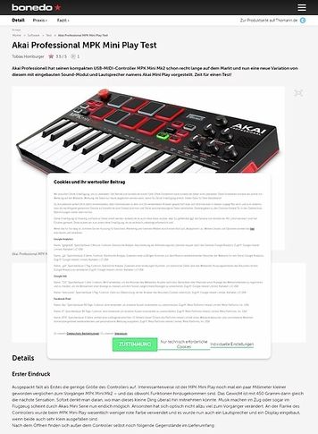 Bonedo.de Akai MPK Mini Play Bonedo.de Akai MPK Mini Play