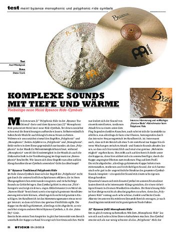 Sticks Meinl Byzance Monophonic und Polyphonic Ride Cymbals Sticks Meinl Byzance Monophonic und Polyphonic Ride Cymbals