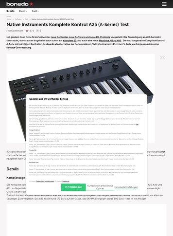 Bonedo.de Native Instruments Komplete Kontrol A25 (A-Series) Bonedo.de Native Instruments Komplete Kontrol A25 (A-Series)