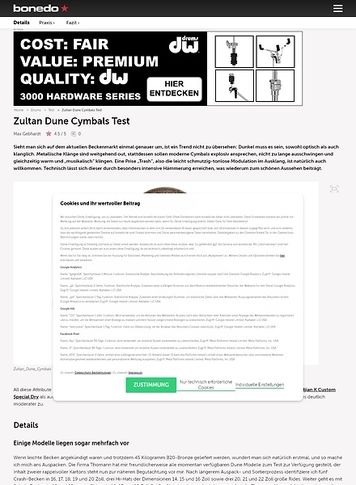 Bonedo.de Zultan Dune Cymbals Bonedo.de Zultan Dune Cymbals