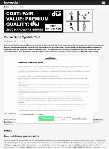 Bonedo.de Zultan Dune Cymbals Bonedo.de Zultan Dune Cymbals