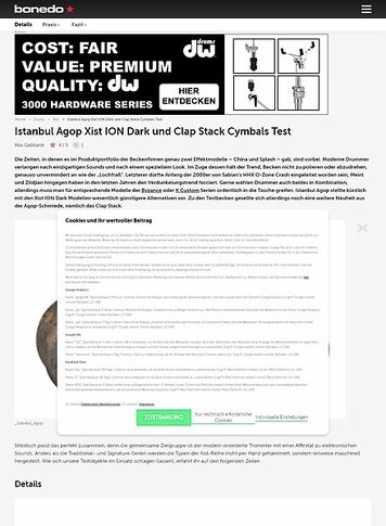 Bonedo.de Istanbul Agop Xist ION Dark und Clap Stack Cymbals Bonedo.de Istanbul Agop Xist ION Dark und Clap Stack Cymbals
