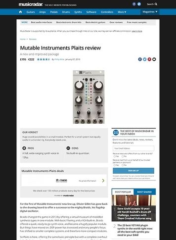 MusicRadar.com Mutable Instruments Plaits MusicRadar.com Mutable Instruments Plaits