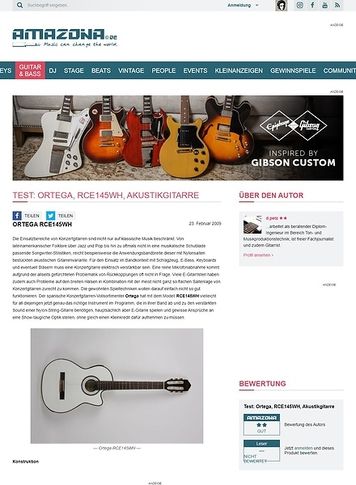 Amazona.de Test: Ortega, RCE145WH, Akustikgitarre Amazona.de Test: Ortega, RCE145WH, Akustikgitarre