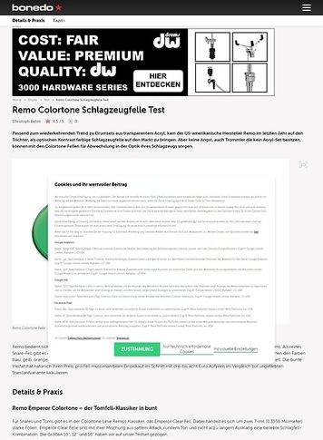 Bonedo.de Remo Colortone Schlagzeugfelle Bonedo.de Remo Colortone Schlagzeugfelle
