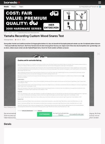 Bonedo.de Yamaha Recording Custom Wood Snares Bonedo.de Yamaha Recording Custom Wood Snares