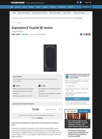 MusicRadar.com Expressive E Touché SE MusicRadar.com Expressive E Touché SE
