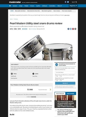 MusicRadar.com Pearl Modern Utility steel snare drums MusicRadar.com Pearl Modern Utility steel snare drums