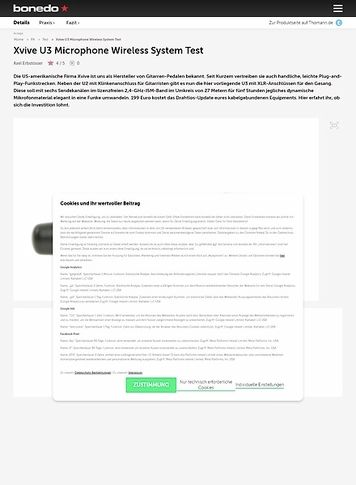 Bonedo.de Xvive U3 Microphone Wireless System Bonedo.de Xvive U3 Microphone Wireless System