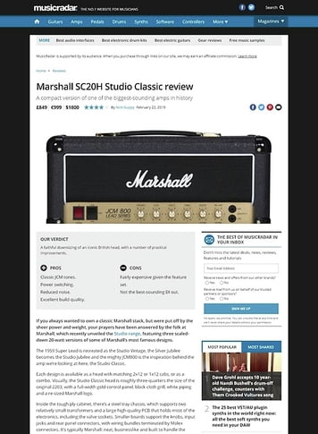 MusicRadar.com Marshall SC20H Studio Classic MusicRadar.com Marshall SC20H Studio Classic