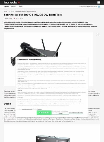 Bonedo.de Sennheiser ew 500 G4-KK205 DW Band Bonedo.de Sennheiser ew 500 G4-KK205 DW Band